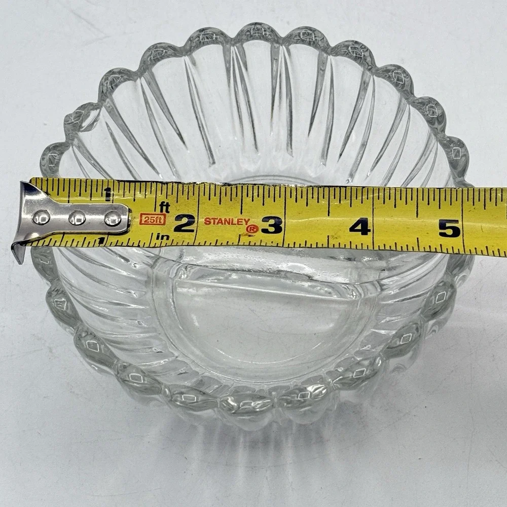 Vintage Fostoria American Clear Glass Divided Sauce Bowl 5